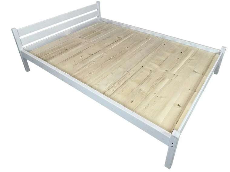 Кровать Классика сосновая сплошное основание 120х190 белого цвета