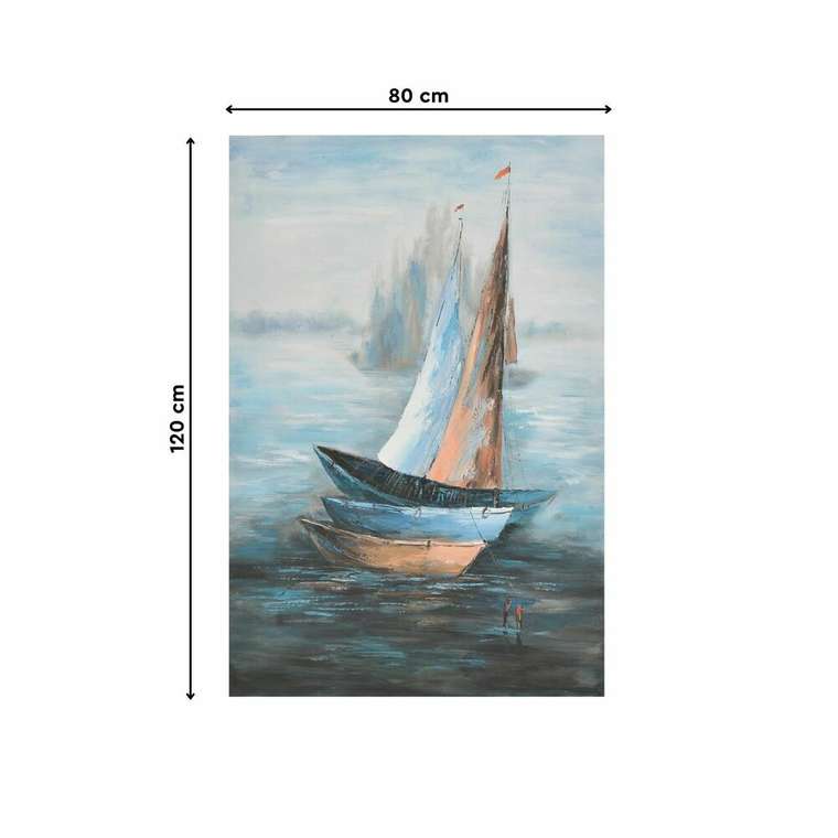 Картина на подрамнике 80х120 серо-голубого цвета