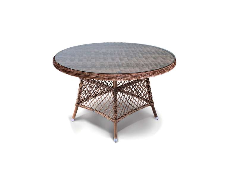 Плетенный стол Эспрессо D118 коричневого цвета
