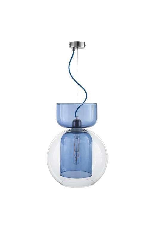 Подвесной светильник Color Bubble с тройным серо-голубым плафоном