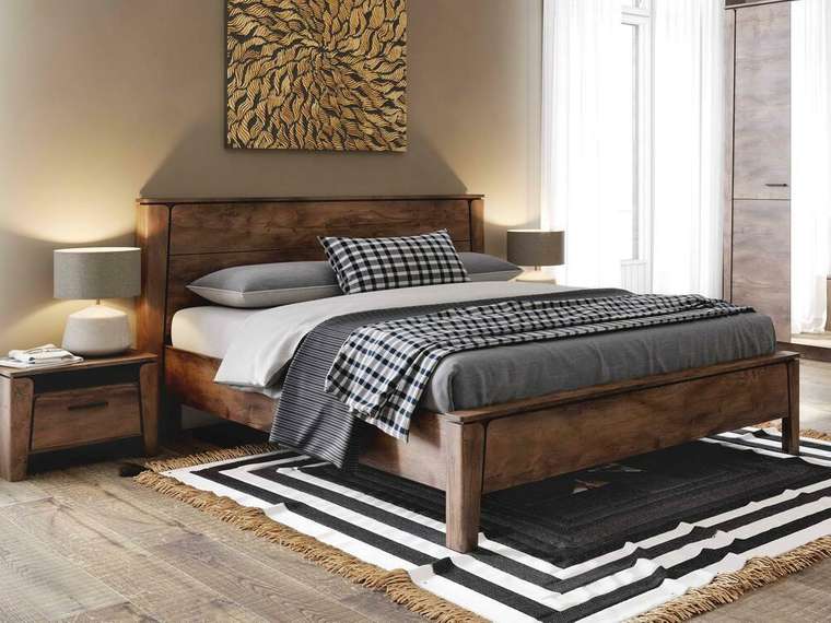 Кровать с подъемным механизмом Мальта 160х200 коричневого цвета