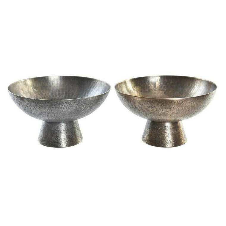 Блюдо DKD Home Decor Позолоченный Серебристый Loft Отделка состаренная 30 x 30 x 17 cm (2 штук)