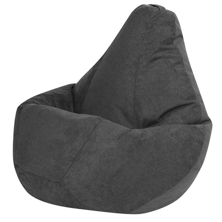 Кресло Мешок Груша XL в обивке из велюра темно-серого цвета 