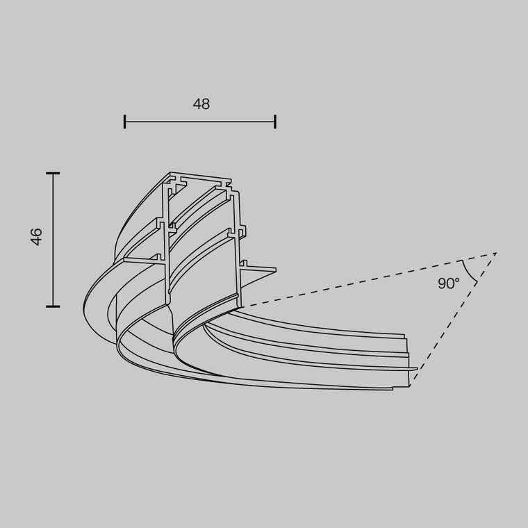 Комплектующие для встраиваемой трековой системы Technical TRA044-angle.12B Accessories for tracks Exility Магнитная трековая система 23мм EXILITY