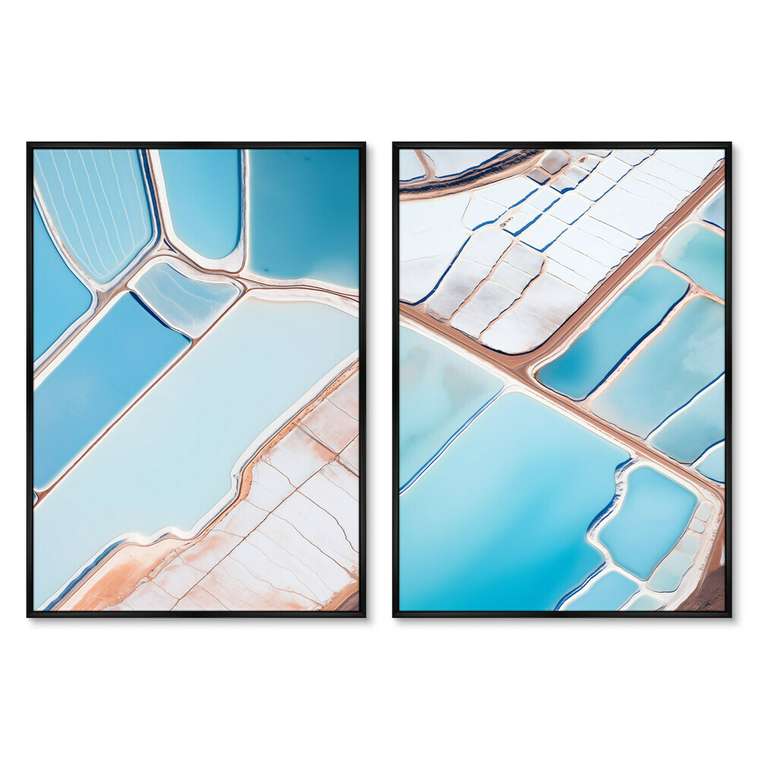 Набор из двух репродукций картин Salt lakes, light blue, 2024г.