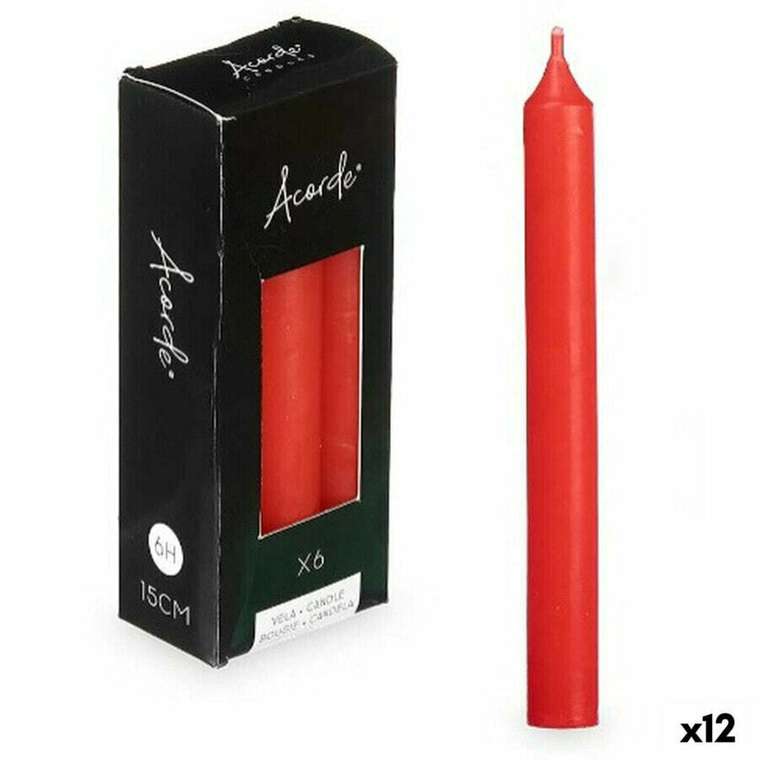 Декоративные свечиНабор свечей Acorde 123-C-AR Красный 2 x 2 x 15 cm (12 штук)
