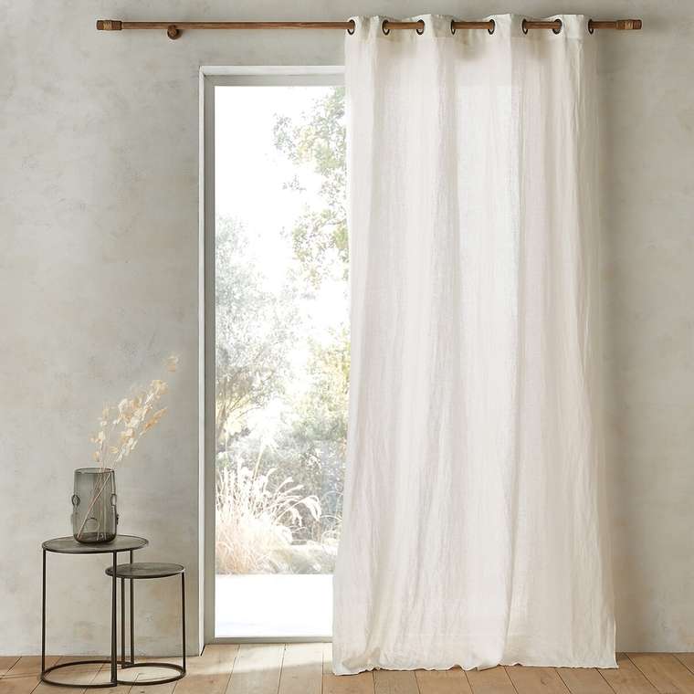 Штора из льна Romane 140x350 белого цвета