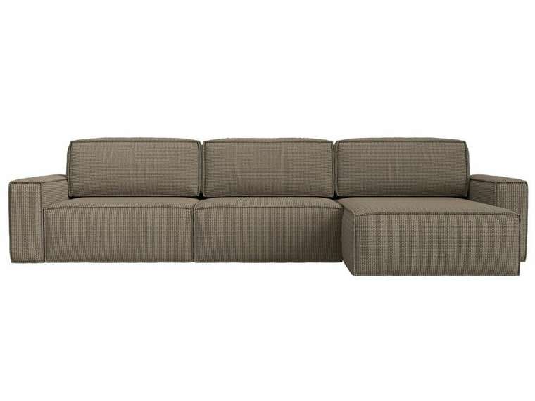 Угловой диван-кровать Прага Классик лонг бежево-коричневого цвета правый угол
