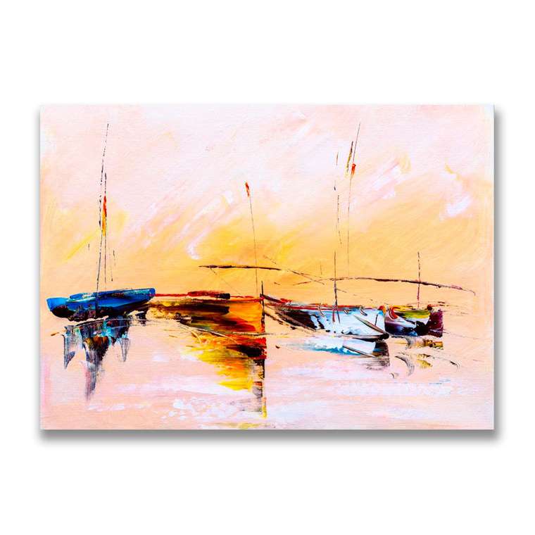 Картина на холсте Лодки на рассвете 50х70 см