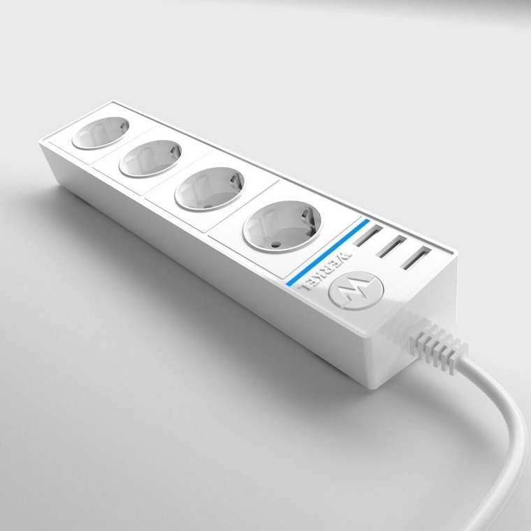 Розеточный блок 4-х местный + 3 USB белый WL20-04-03 Розеточный блок белый