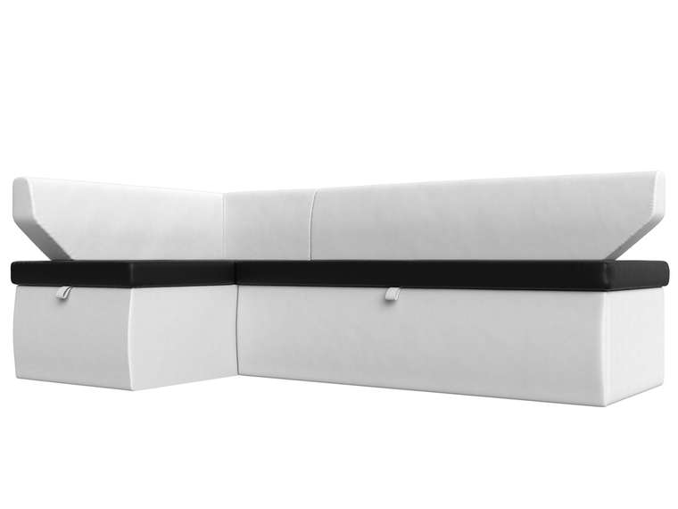 Угловой диван-кровать Омура белого цвета (экокожа)  левый угол