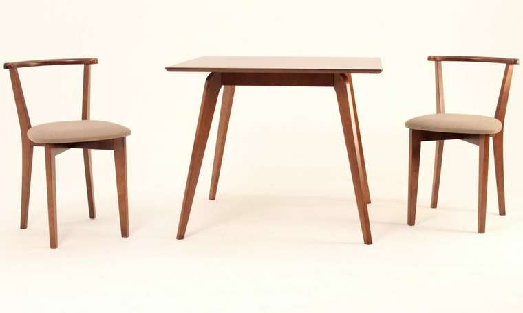 Набор из стола Arki М 90 и двух стульев Франк ПМ коричнево-бежевого цвета