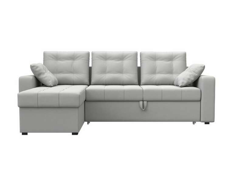Угловой диван-кровать Камелот белого цвета (экокожа) левый угол