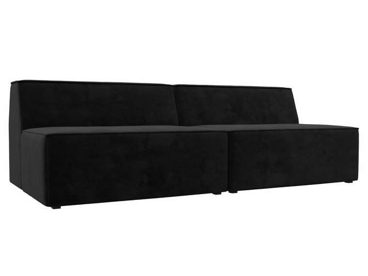 Прямой модульный диван Монс черного цвета