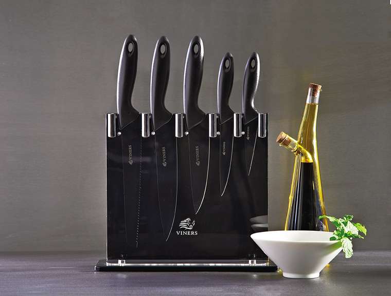 Набор из шести ножей и подставки Silhouette чёрный