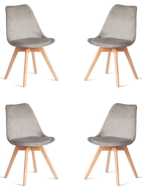 Комплект из четырех стульев Tulip Soft светло-серого цвета