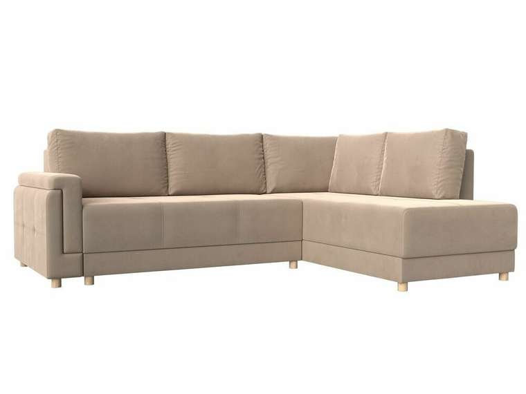 Угловой диван-кровать Лига 024 бежевого цвета правый угол