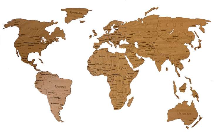 Деревянная карта Countries Rus с гравировкой цвета дуб
