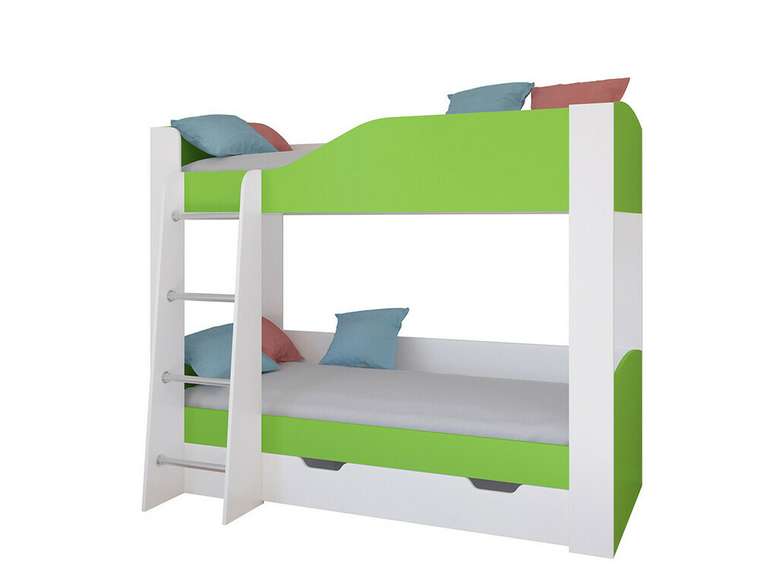 Двухъярусная кровать Астра 2 80х190 бело-салатового цвета 