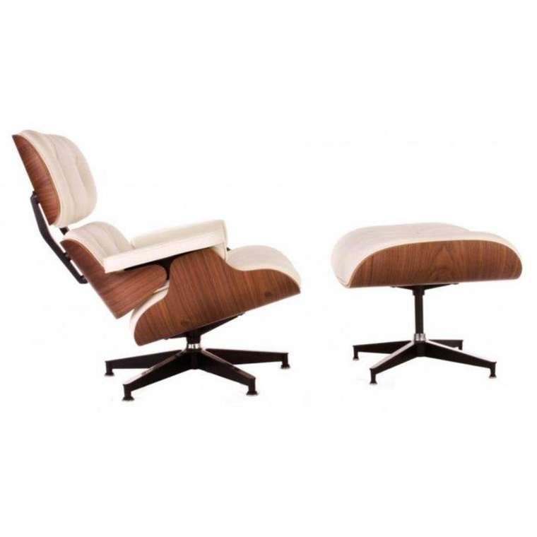 Кресло "Eames Lounge Chair &amp; Ottoman Cream Premium"