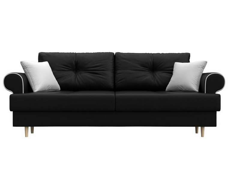 Прямой диван-кровать Сплин черного цвета (экокожа)