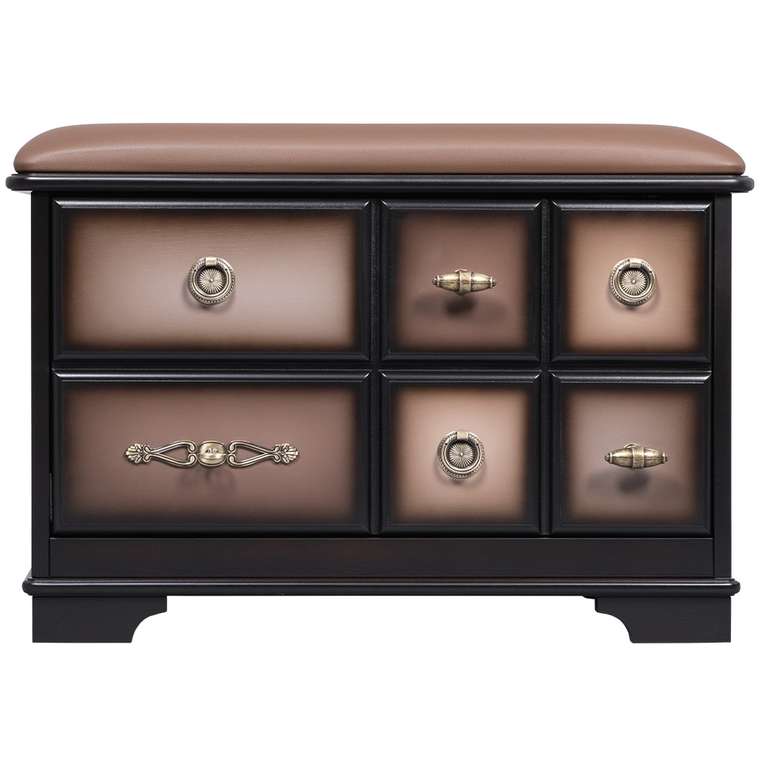 Банкетка Пандора 3 бежево-коричневого цвета с ящиком