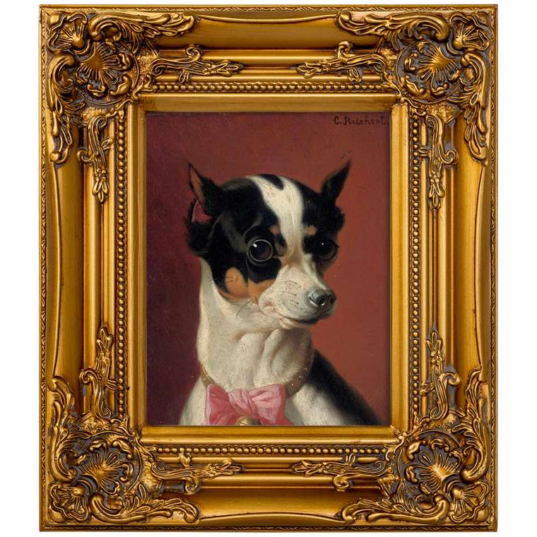 Репродукция картины Портрет собаки с розовым бантиком