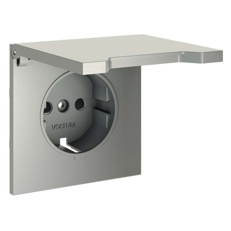 Накладка для розетки с заземлением, защитными шторками и крышкой, S70 (сталь)