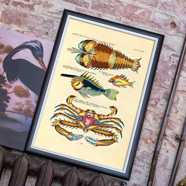 Арт-постер Фантастика подводного мира версия 47 в раме черного цвета 