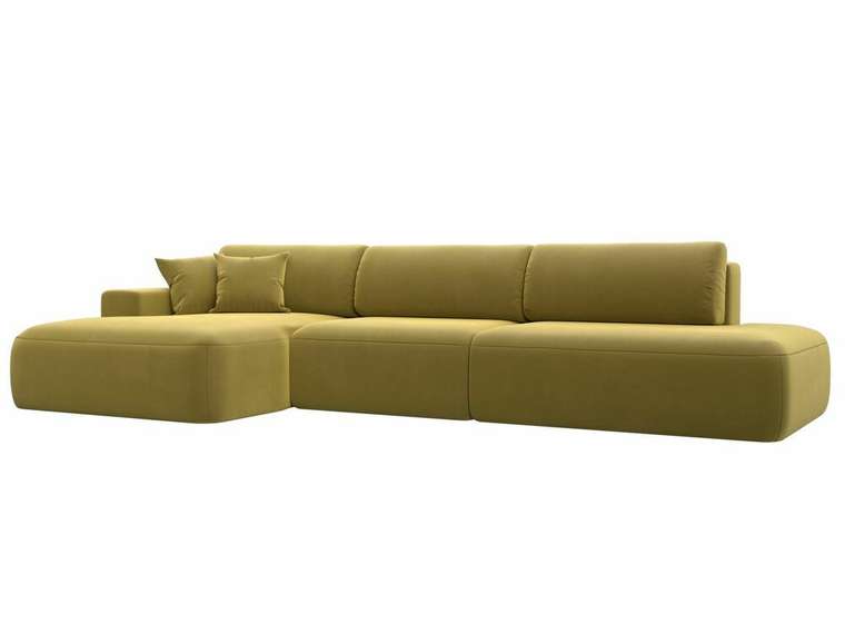 Угловой диван-кровать Лига 036 Модерн Лонг желтого цвета левый угол