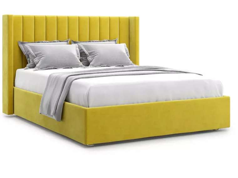 Кровать Premium Mellisa 2 140х200 желтого цвета с подъемным механизмом 