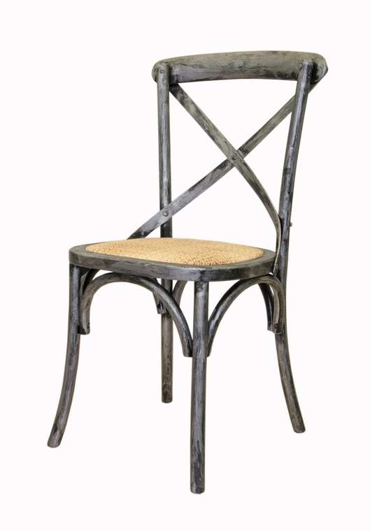 Венский стул Cross Back Silver с сидением из ротанга