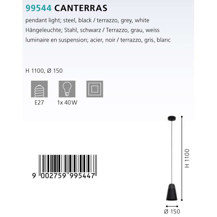 Подвесной светильник Canterras черного цвета