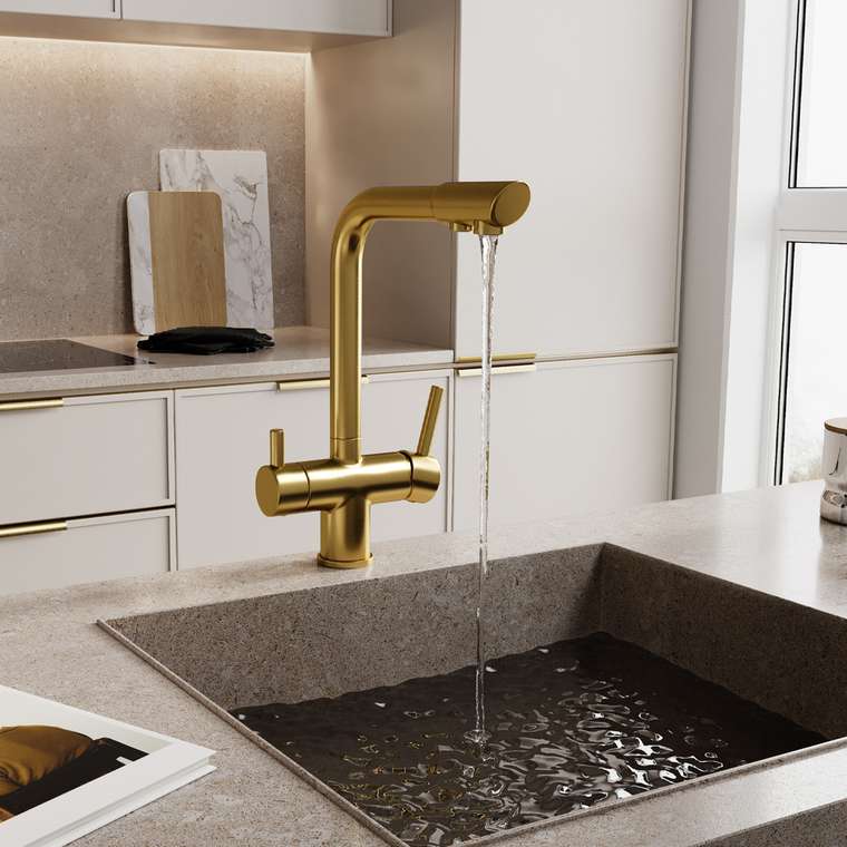 Смеситель для кухни WasserKRAFT A8387 золотого цвета
