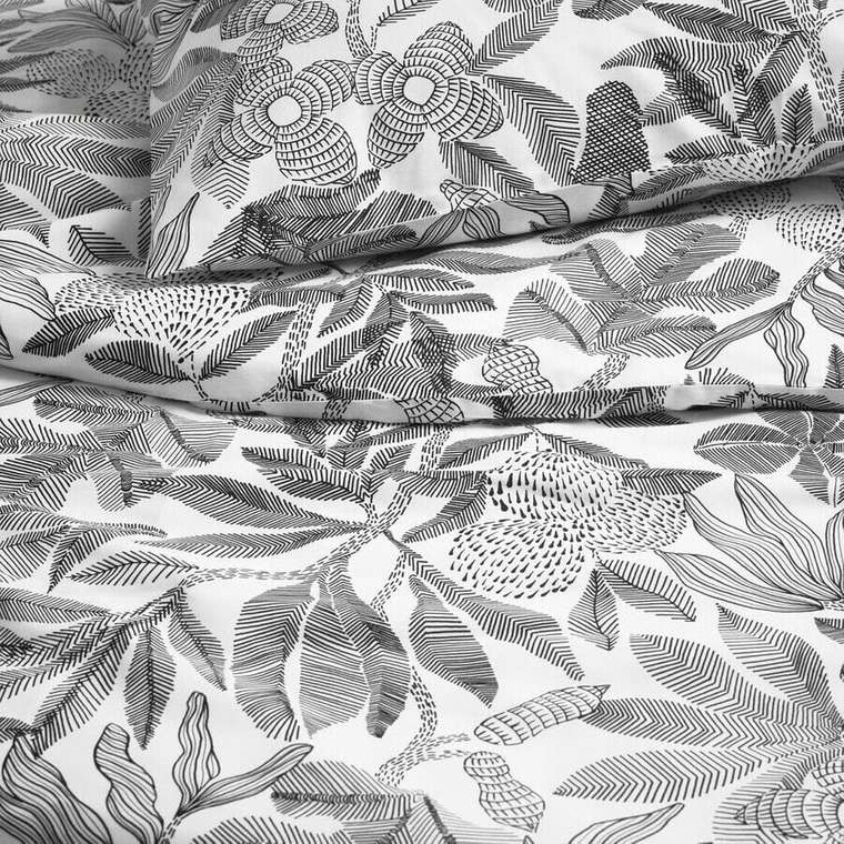 Постельное бельё, 2-светильник, белый/черный, 140x200/80x80 см