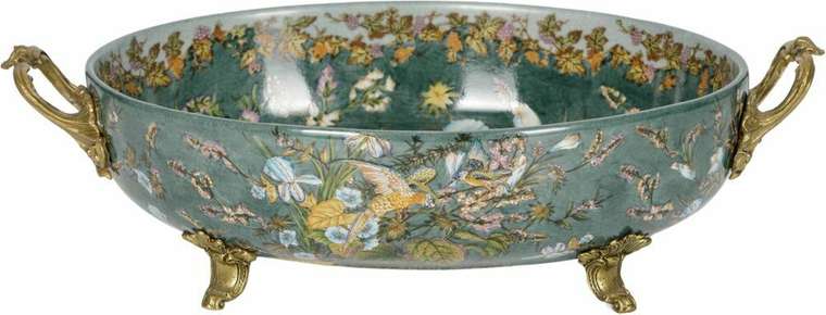 Чаша с ручками зеленого цвета