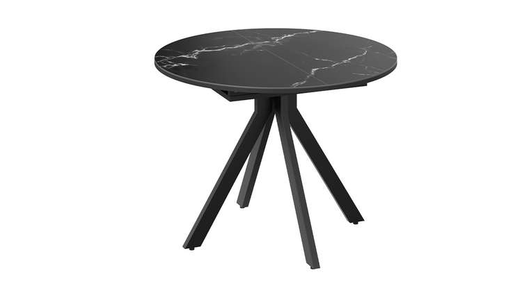 Стол обеденный раздвижной Дуглас Тип 2 цвет Черный муар, Стекло матовое черный мрамор