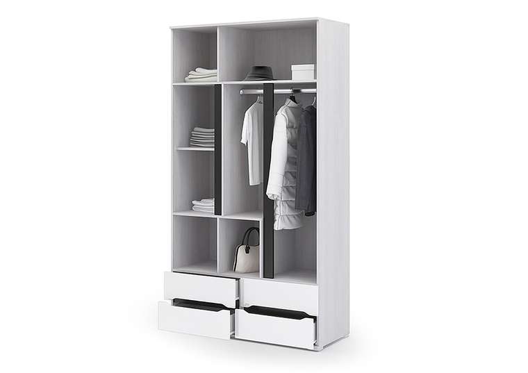 Шкаф трехдверный с ящиками Валирия белого цвета