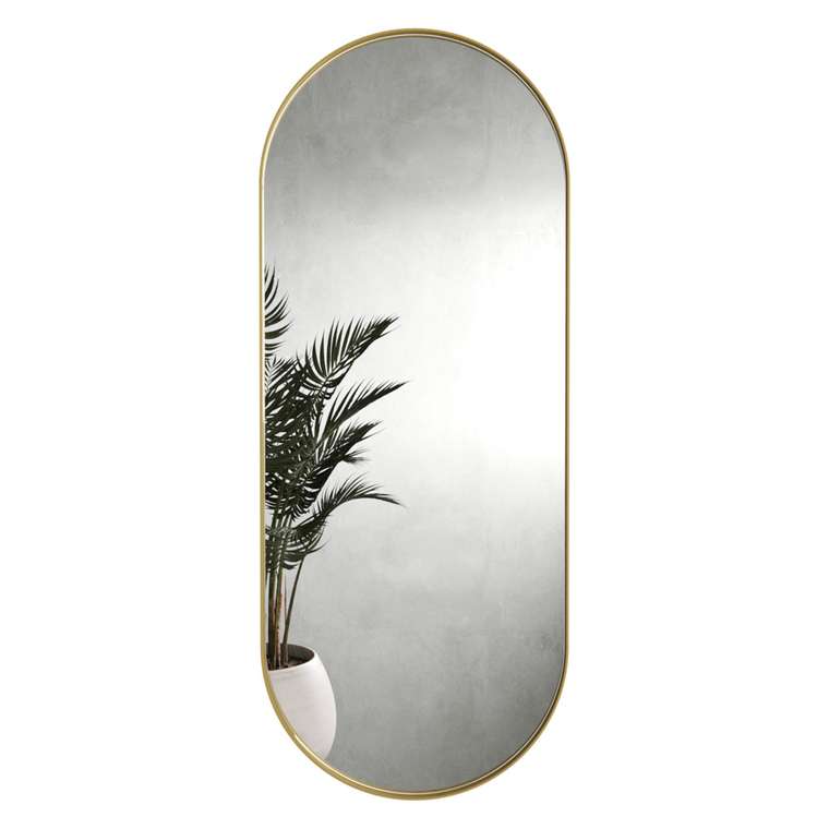 Дизайнерское настенное зеркало Nolvis M в тонкой металлической раме золотого цвета