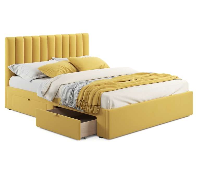 Кровать Olivia 160х200 желтого цвета без подъемного механизма