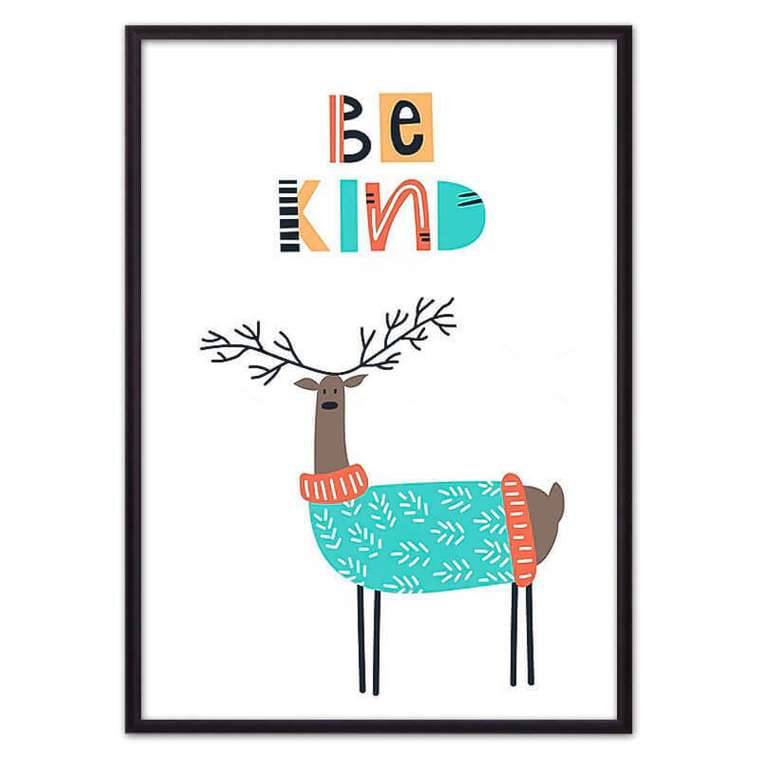 Постер в рамке Олень "Be kind" 21х30 см