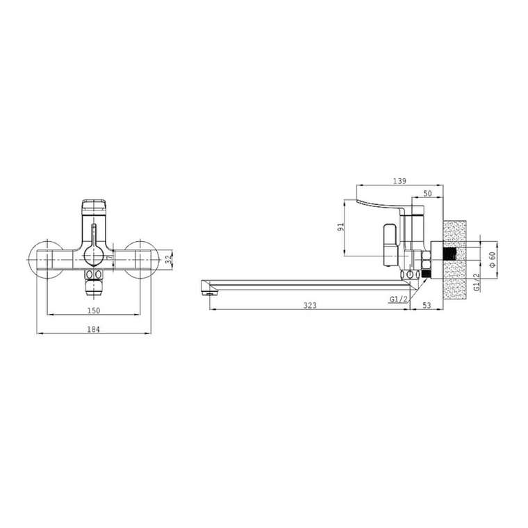 Смеситель для ванны Splenka S31.22.06, черный