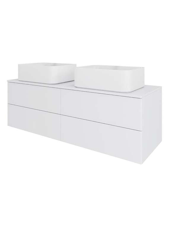 Подвесная тумба с двумя раковинами Orange Отто Ot-130TuMDF+B02-460W белого цвета