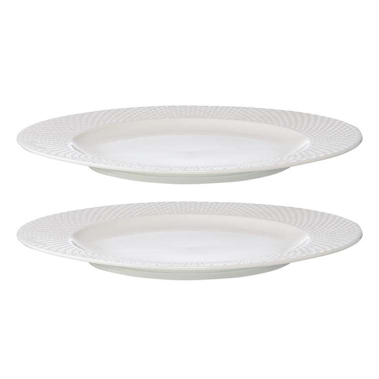 Набор из двух тарелок с фактурным рисунком из коллекции Essential белого цвета 