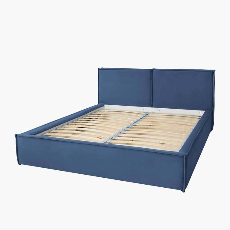 Кровать Majestic Loft 200х200 V синего цвета без подъёмного механизма с матрасом