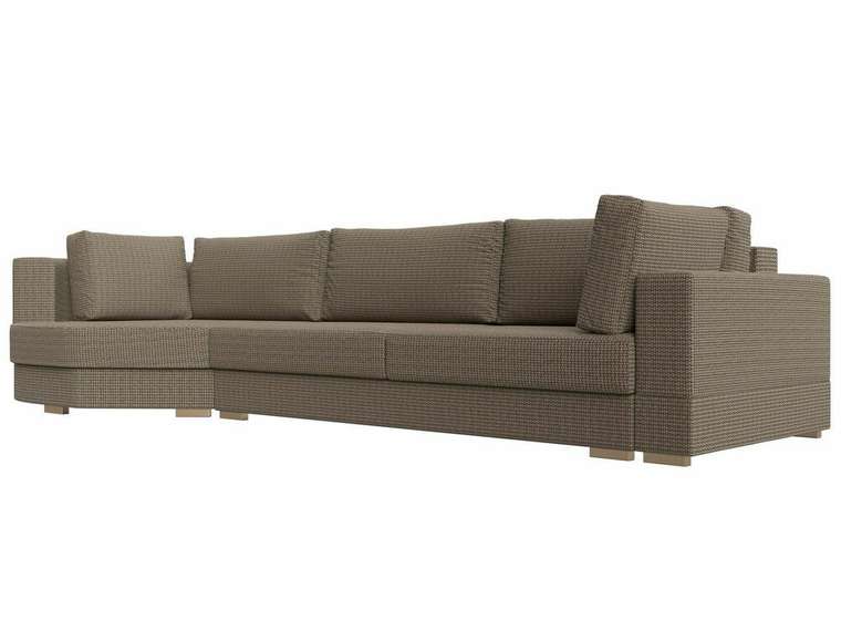 Угловой диван-кровать Лига 026 бежево-коричневого цвета левый угол