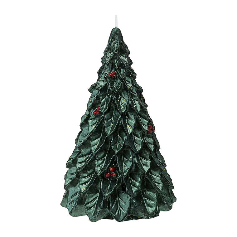 Свеча декоративная Festive flame зеленого цвета 12 см
