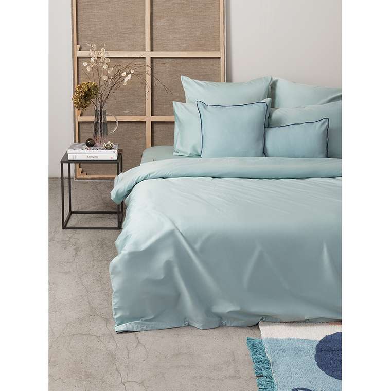 Чехол на подушку из фактурного хлопка Essential голубого цвета