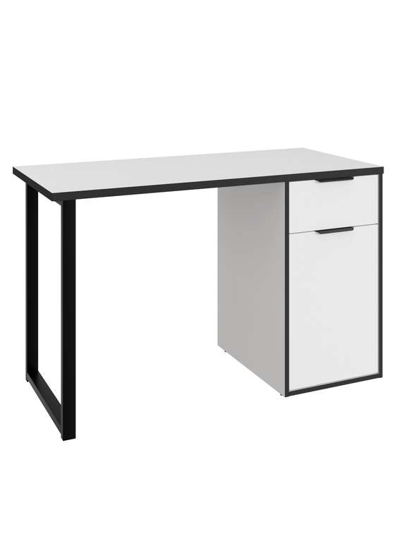 Письменный стол С-408 цвет белый структурный/меренга/черная кромка