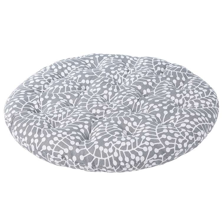 Подушка на стул круглая с принтом Спелая Смородина 40х40 серого цвета 